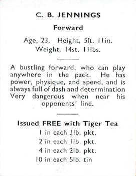 1937 International Tea (NZ) Ltd (Tiger Tea) Springbok Rugby Players in NZ #NNO Cecil Jennings Back